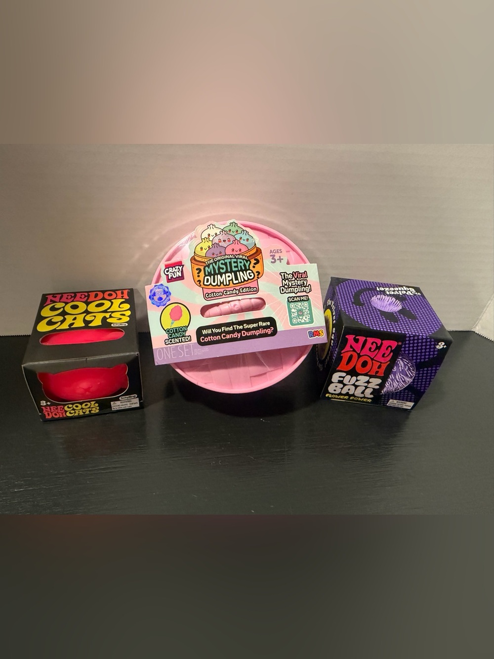 BUNDLE of 3 NeeDoh RMS Cool Cats Fuzz Ball Flower Power cotton candy dumpling